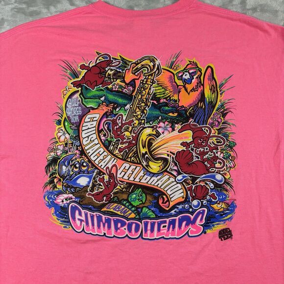 Rare Alabama Gumbo Heads Tee 2014 Mens Size XL Pink Graphic T Shirt Short Sleeve - Picture 5 of 6